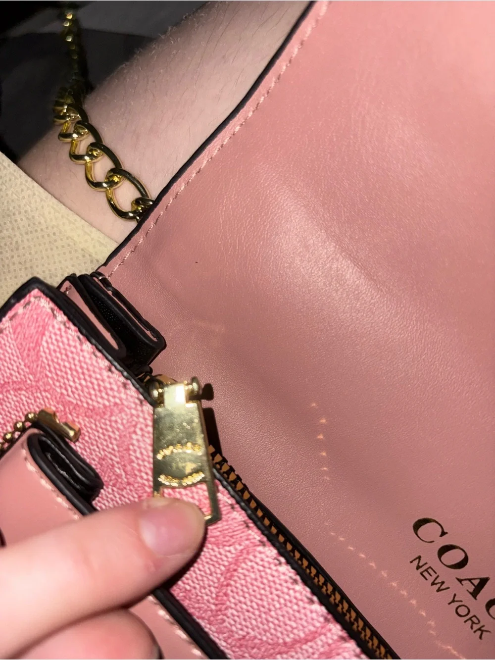 Coach Pink Signature Crossbody with Gold Hardware